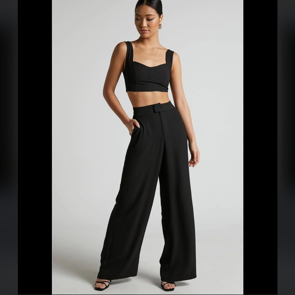 Showpo Black Wide-Leg High-Rise Trousers